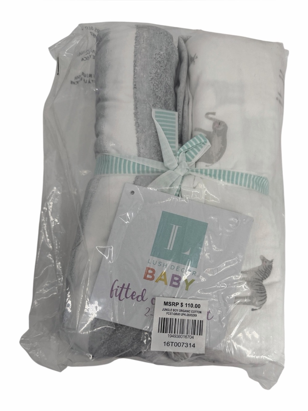 Lush Decor Baby Gray & White Fitted Crib Sheet Set